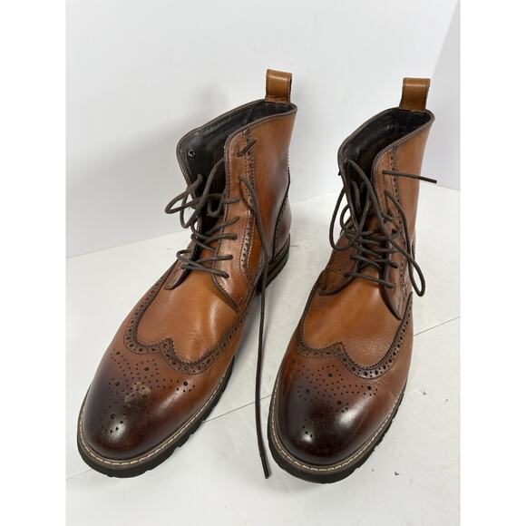 Jousen Mens Boots Premium Leather Cap Toe Casual Chukka Dress Boots Size 13 Men - Picture 2 of 9